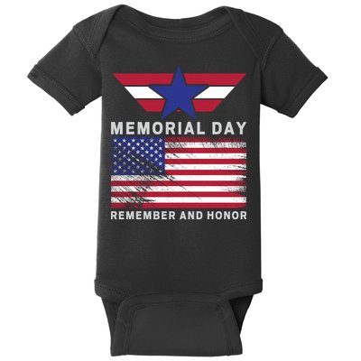 American Flag Memorial Day Remember And Honor Gift Baby Bodysuit