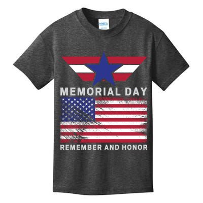 American Flag Memorial Day Remember And Honor Gift Kids T-Shirt