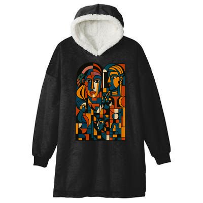 Abstract Faces Montage  Hooded Wearable Blanket
