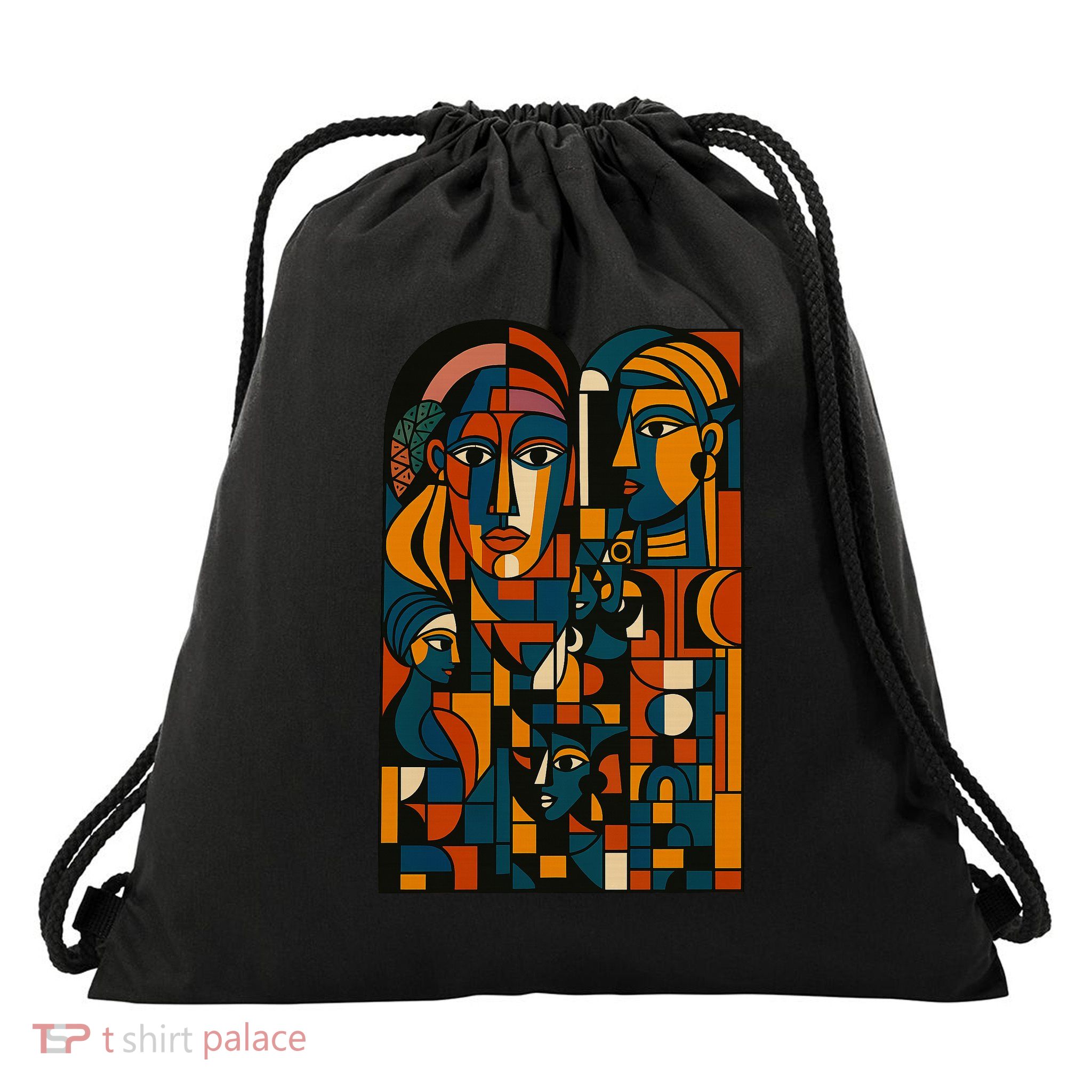 Abstract Faces Montage  Drawstring Bag