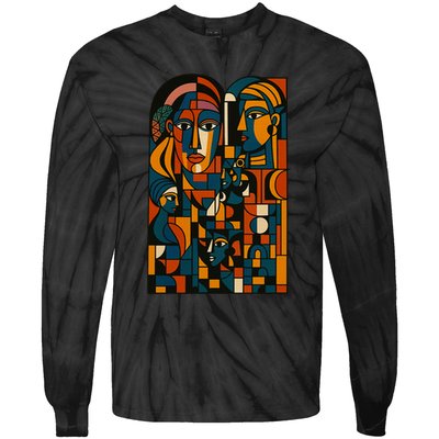 Abstract Faces Montage  Tie-Dye Long Sleeve Shirt