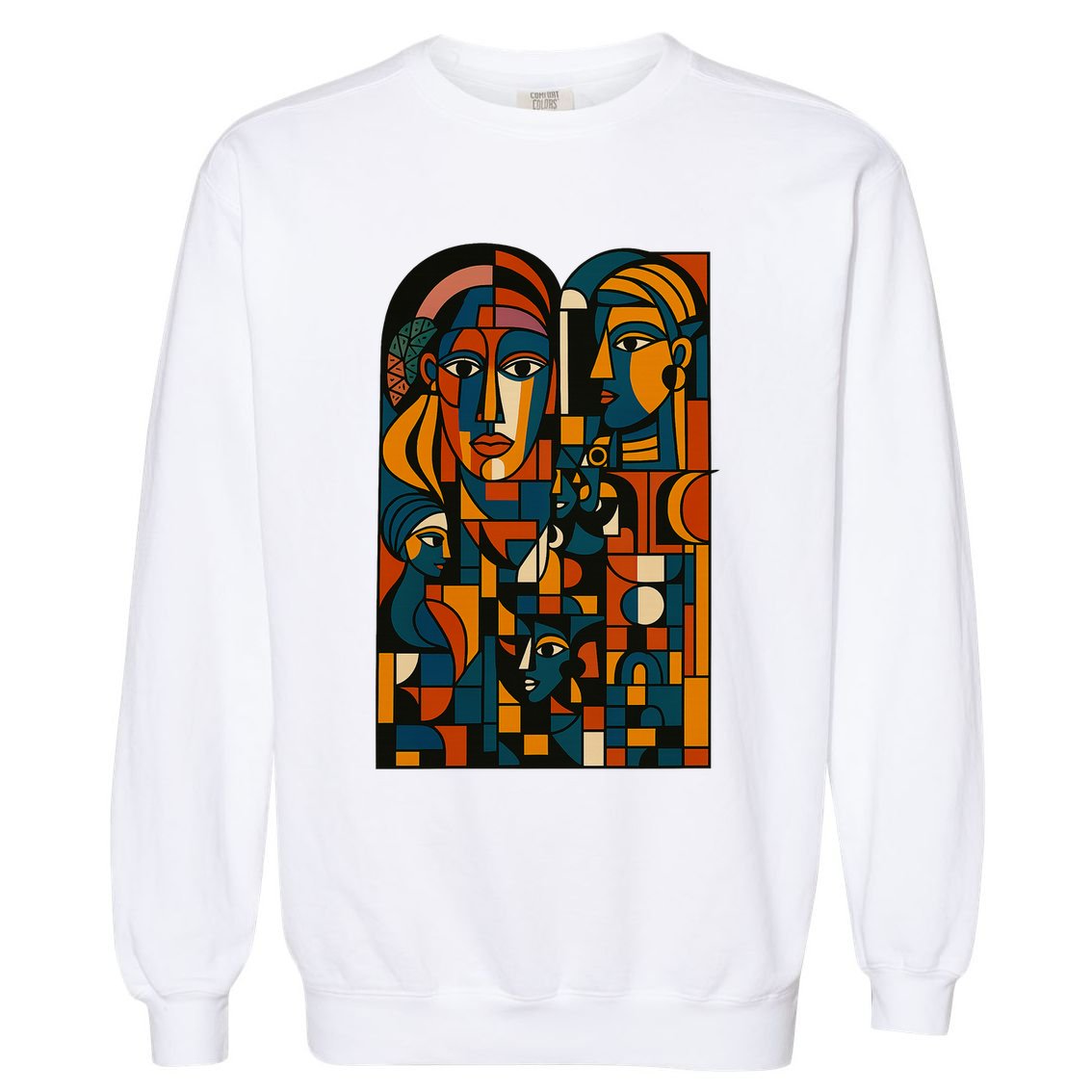 Abstract Faces Montage  Garment-Dyed Sweatshirt