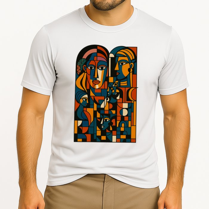 Abstract Faces Montage  Performance Shirt