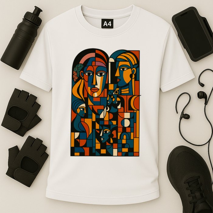 Abstract Faces Montage  Performance Shirt
