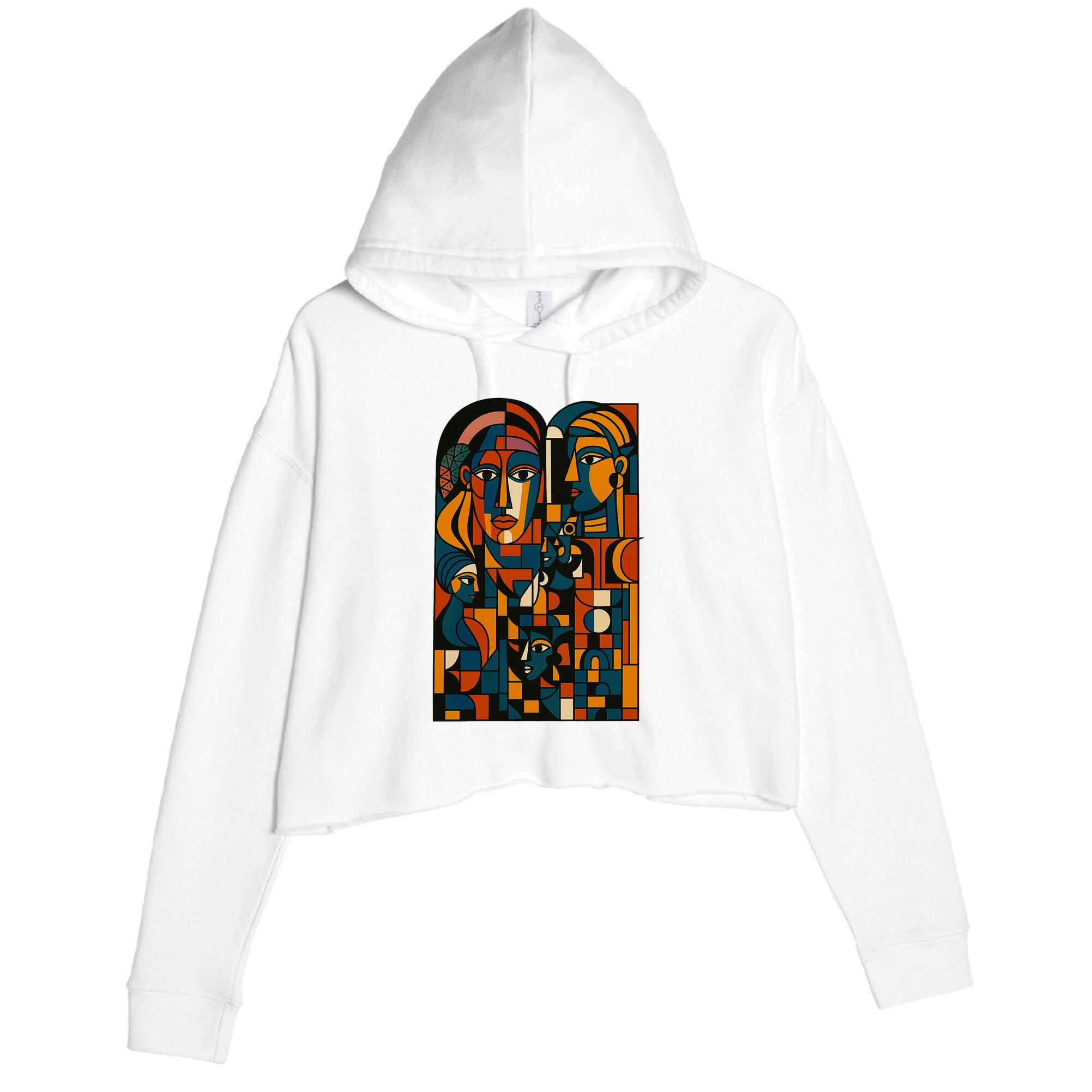 Abstract Faces Montage  Crop Fleece Hoodie