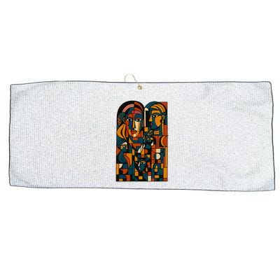 Abstract Faces Montage  Large Microfiber Waffle Golf Towel