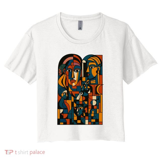 Abstract Faces Montage  Crop Top