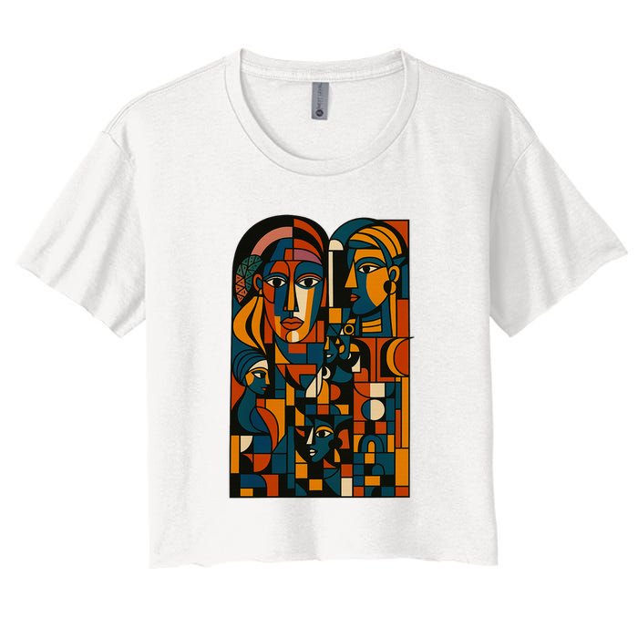 Abstract Faces Montage  Women's Crop Top Tee