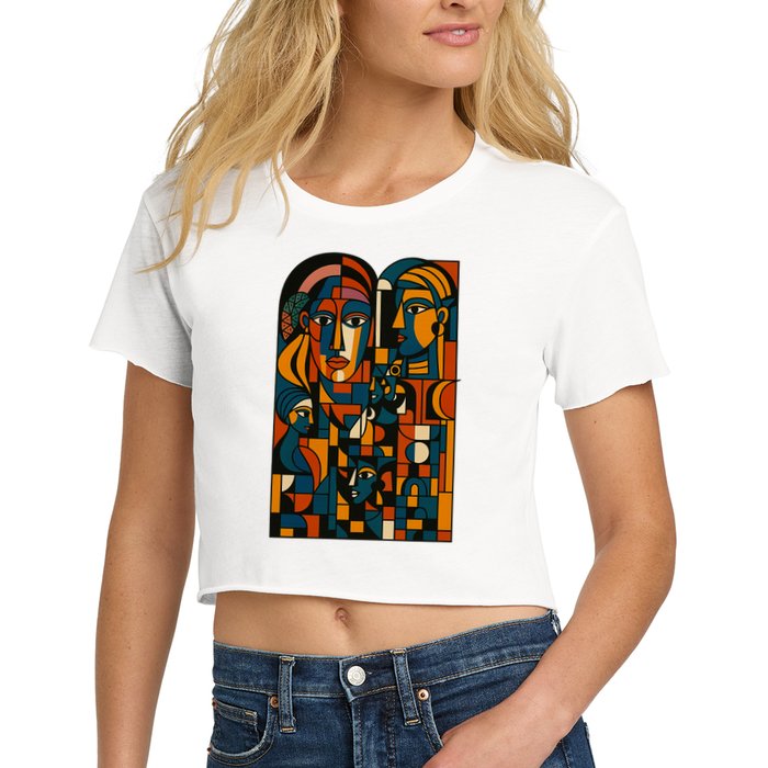Abstract Faces Montage  Women's Crop Top Tee