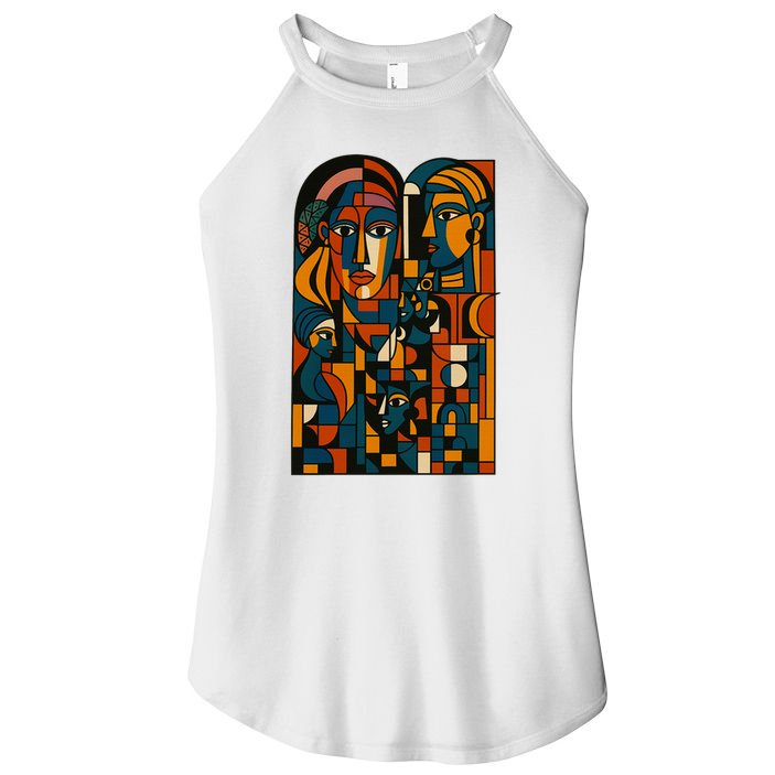 Abstract Faces Montage  Women's Perfect Tri Rocker Tank