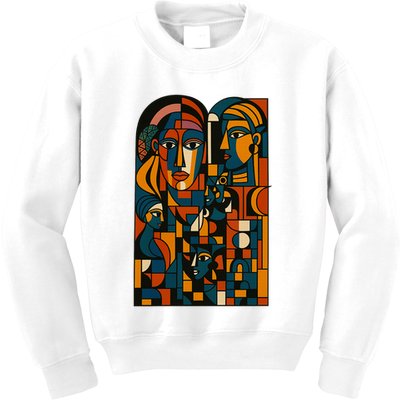 Abstract Faces Montage  Kids Sweatshirt