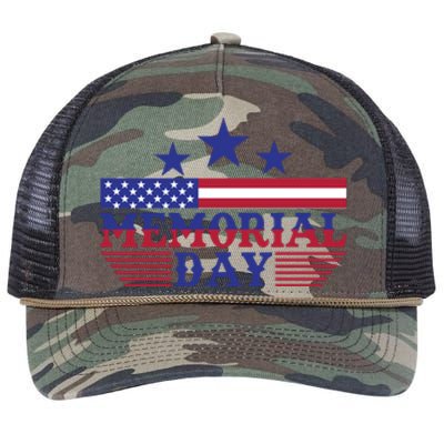 American Flag Memorial Day Gift Retro Rope Trucker Hat Cap