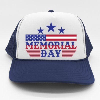 American Flag Memorial Day Gift Trucker Hat