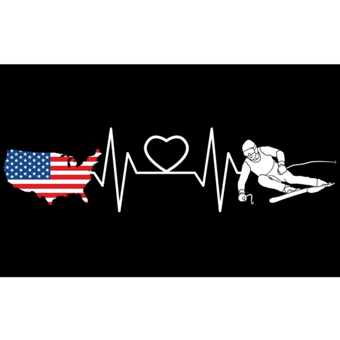 American Flag Map Ski Heartbeat Skiing Skier Gifts Bumper Sticker