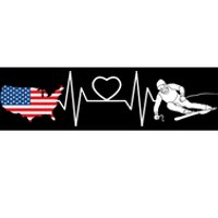 American Flag Map Ski Heartbeat Skiing Skier Gifts Bumper Sticker