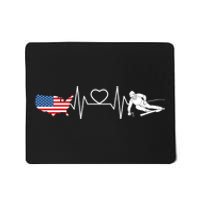 American Flag Map Ski Heartbeat Skiing Skier Gifts Mousepad