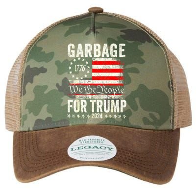 American Flag Make Garbage Great Again Garbage For Trump 2024 Gift Legacy Tie Dye Trucker Hat