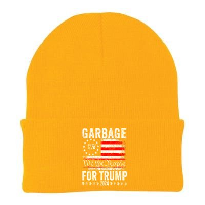 American Flag Make Garbage Great Again Garbage For Trump 2024 Gift Knit Cap Winter Beanie