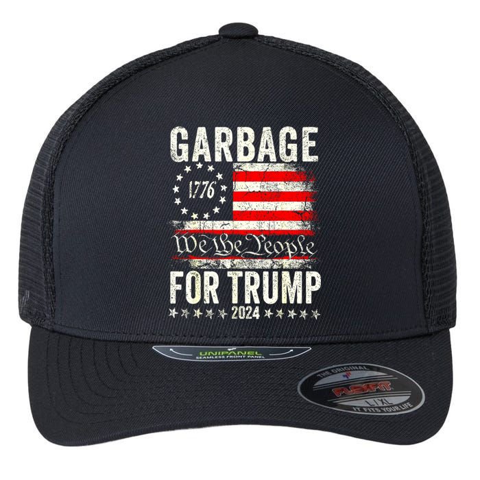 American Flag Make Garbage Great Again Garbage For Trump 2024 Gift Flexfit Unipanel Trucker Cap