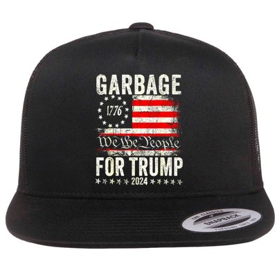 American Flag Make Garbage Great Again Garbage For Trump 2024 Gift Flat Bill Trucker Hat