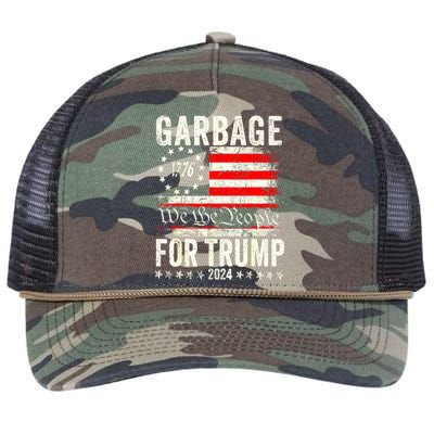 American Flag Make Garbage Great Again Garbage For Trump 2024 Gift Retro Rope Trucker Hat Cap