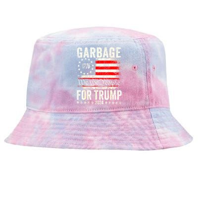 American Flag Make Garbage Great Again Garbage For Trump 2024 Gift Tie-Dyed Bucket Hat