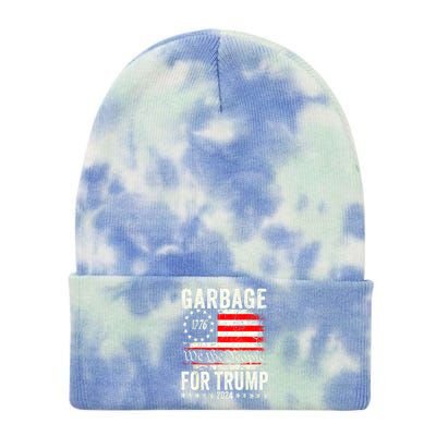 American Flag Make Garbage Great Again Garbage For Trump 2024 Gift Tie Dye 12in Knit Beanie