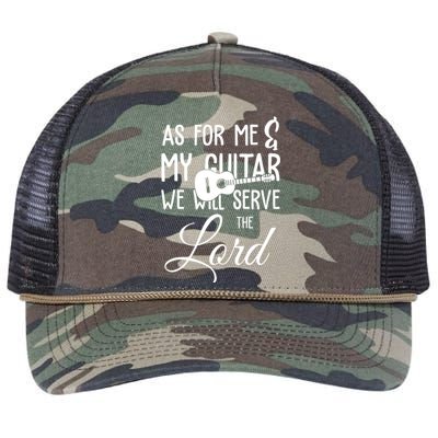 As For Me And My Guitar We Will Serve The Lord Retro Rope Trucker Hat Cap