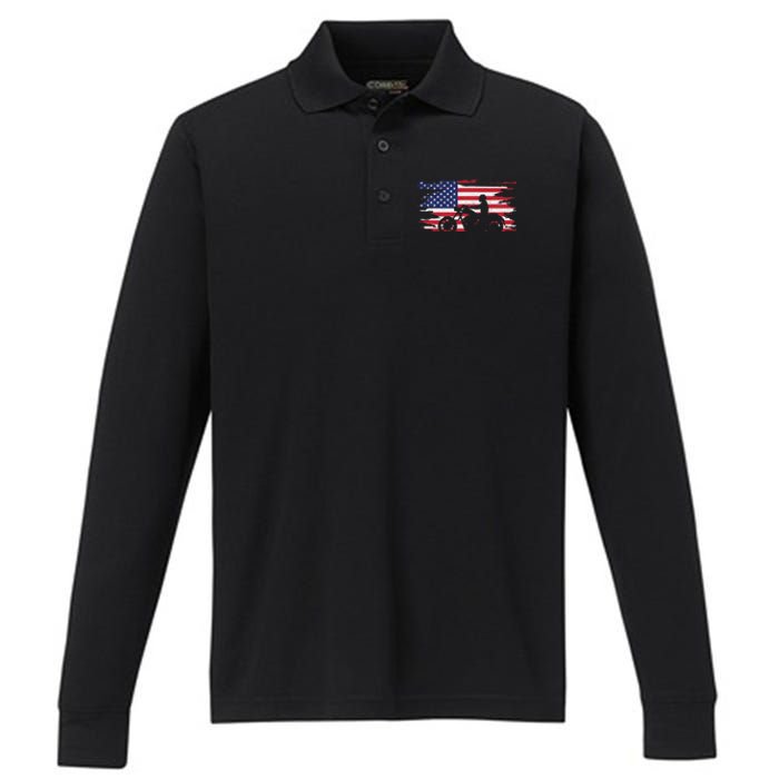 American Flag Motorcycle Apparel Motorcycle Performance Long Sleeve Polo