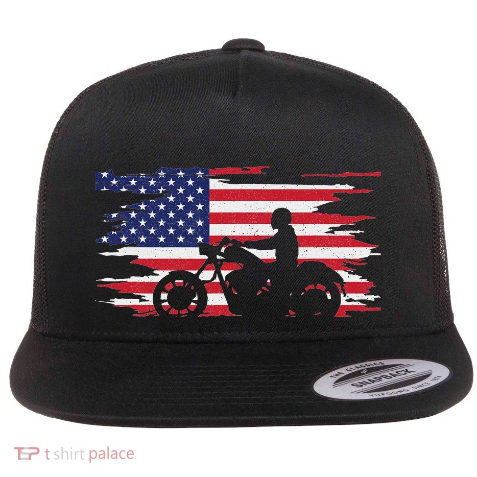 American Flag Motorcycle Apparel Motorcycle Flatbill Hat