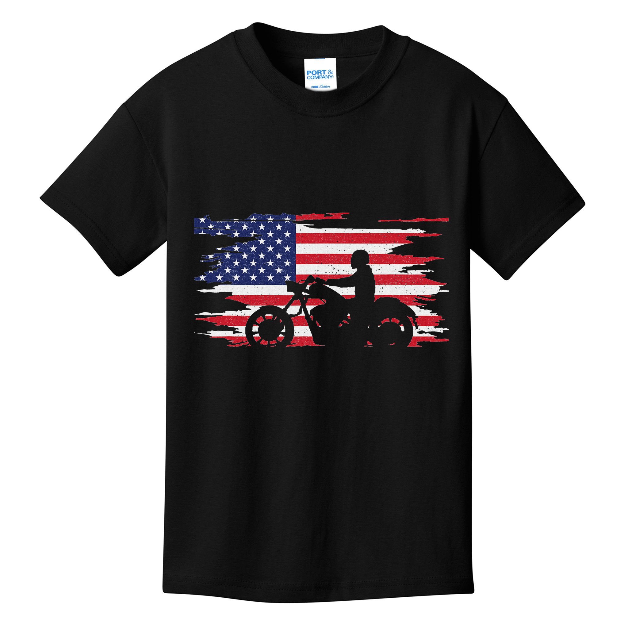 American Flag Motorcycle Apparel Motorcycle Kids T-Shirt