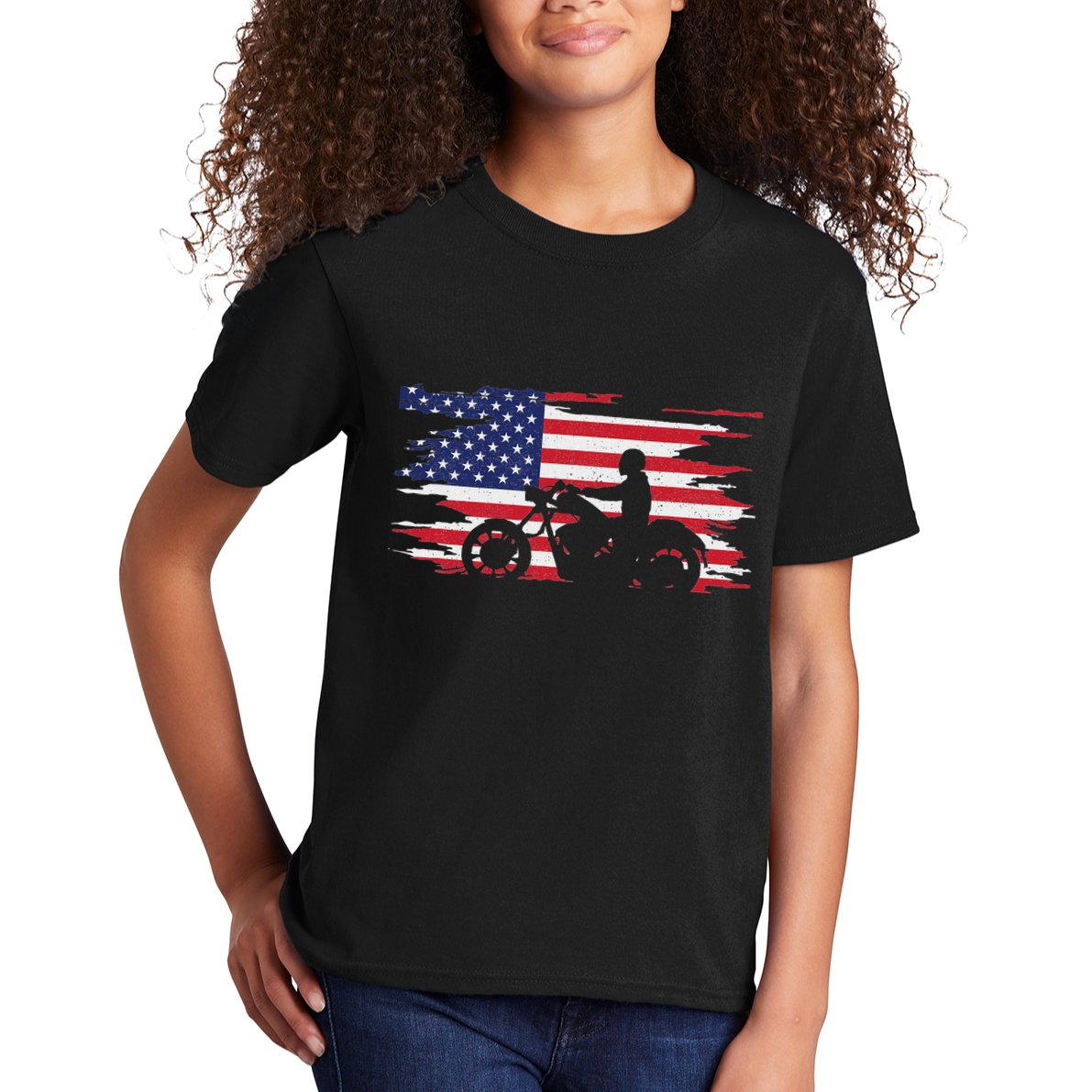 American Flag Motorcycle Apparel Motorcycle Kids T-Shirt