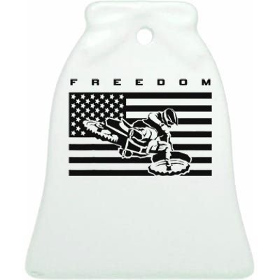 American Flag Motocross Apparel Motocross Dirt Bike Ceramic Bell Ornament