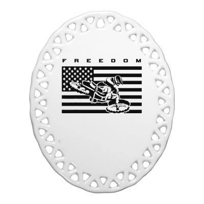 American Flag Motocross Apparel Motocross Dirt Bike Ceramic Oval Ornament