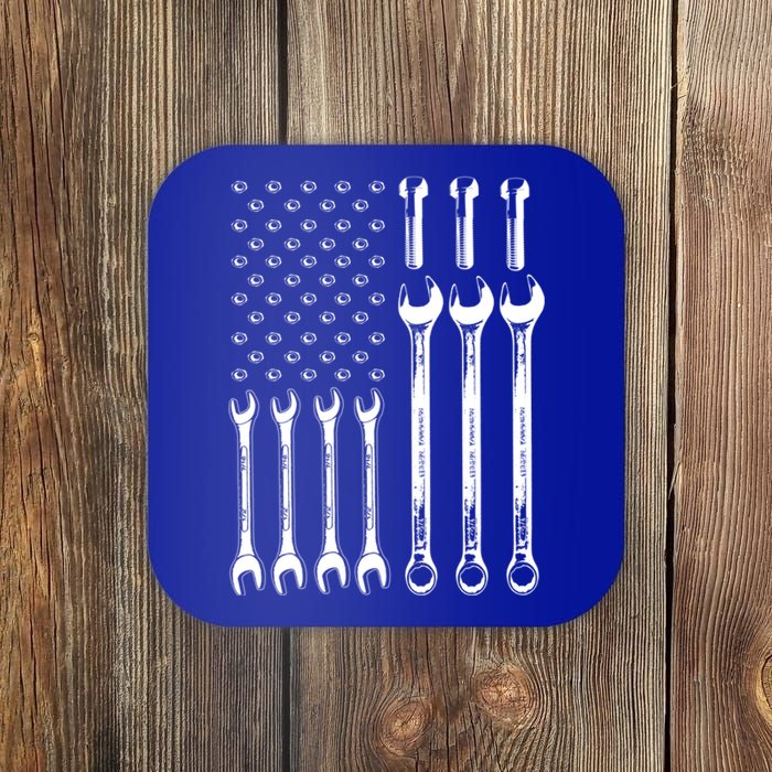 American Flag Mechanic Patriotic Wrench Repair Funny Gift Coaster