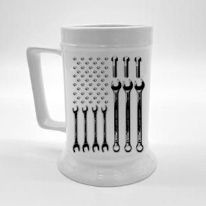 American Flag Mechanic Patriotic Wrench Repair Funny Gift Beer Stein