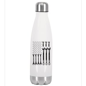 American Flag Mechanic Patriotic Wrench Repair Funny Gift Stainless Steel Insulated Water Bottle