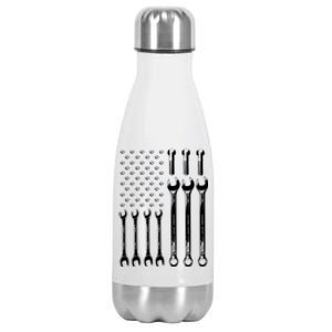 American Flag Mechanic Patriotic Wrench Repair Funny Gift Stainless Steel Insulated Water Bottle