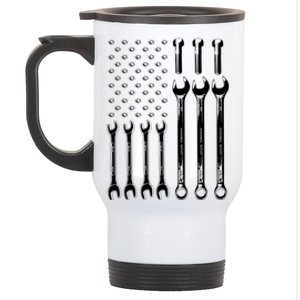 American Flag Mechanic Patriotic Wrench Repair Funny Gift Stainless Steel Travel Mug