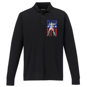 American Flag Man Performance Long Sleeve Polo