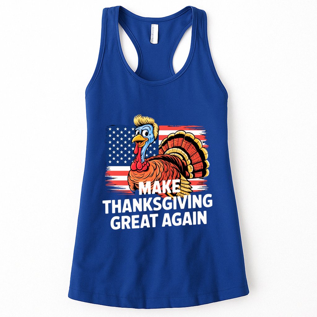 American Flag Make Thanksgiving Great Again Trump Turkey Gift Womens Tank Top