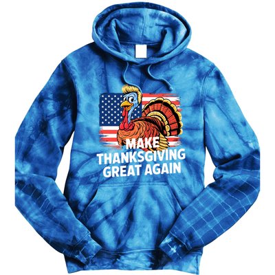 American Flag Make Thanksgiving Great Again Trump Turkey Gift Tie Dye Hoodie