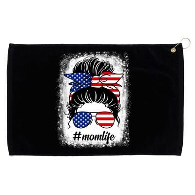 American Flag Mom Messy Bun Pride Patriotic Mothers Day Gift Grommeted Golf Towel