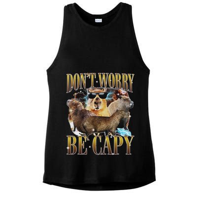 Animals Funny Meme DonT Worry Be Capy Capybara Moon Feral Ladies PosiCharge Tri-Blend Wicking Tank