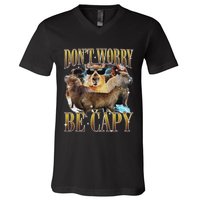 Animals Funny Meme DonT Worry Be Capy Capybara Moon Feral V-Neck T-Shirt