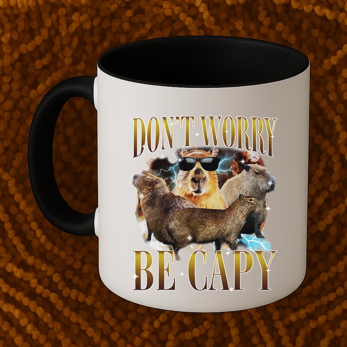 Animals Funny Meme DonT Worry Be Capy Capybara Moon Feral Mug