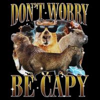 Animals Funny Meme DonT Worry Be Capy Capybara Moon Feral Flatbill Hat
