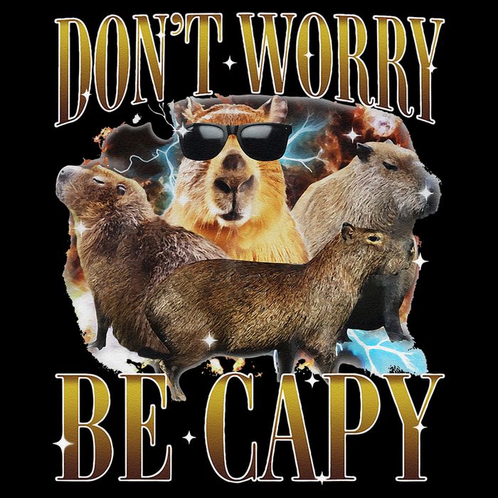 Animals Funny Meme DonT Worry Be Capy Capybara Moon Feral Flatbill Hat