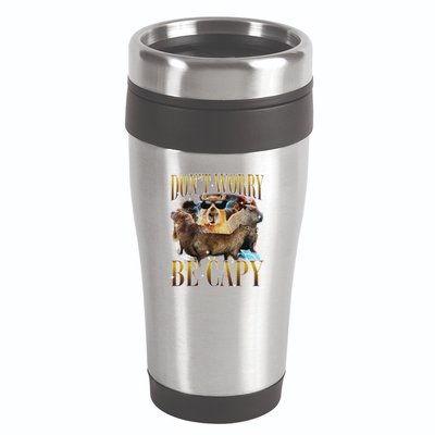 Animals Funny Meme DonT Worry Be Capy Capybara Moon Feral 16oz Travel Tumbler