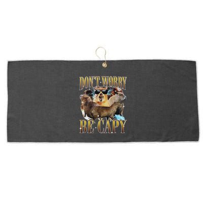 Animals Funny Meme DonT Worry Be Capy Capybara Moon Feral Large Microfiber Waffle Golf Towel